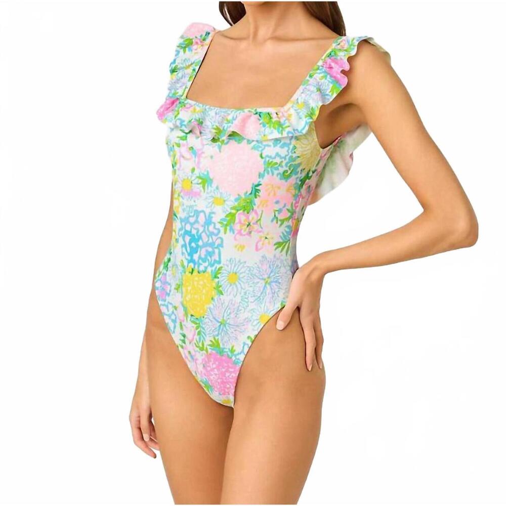 NEW LILLY PULITZER aemma ruffle one piece swimsuit in multicolor - Picture 4 of 8